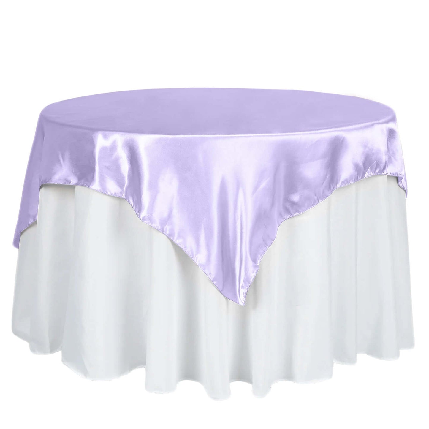 Satin 60"x60" Table Overlay Square Tablecloth Lavender Lilac - Smooth Silky Touch Table Cover - Linen Luxes