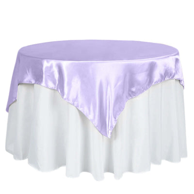 Satin 60"x60" Table Overlay Square Tablecloth Lavender Lilac - Smooth Silky Touch Table Cover - Linen Luxes