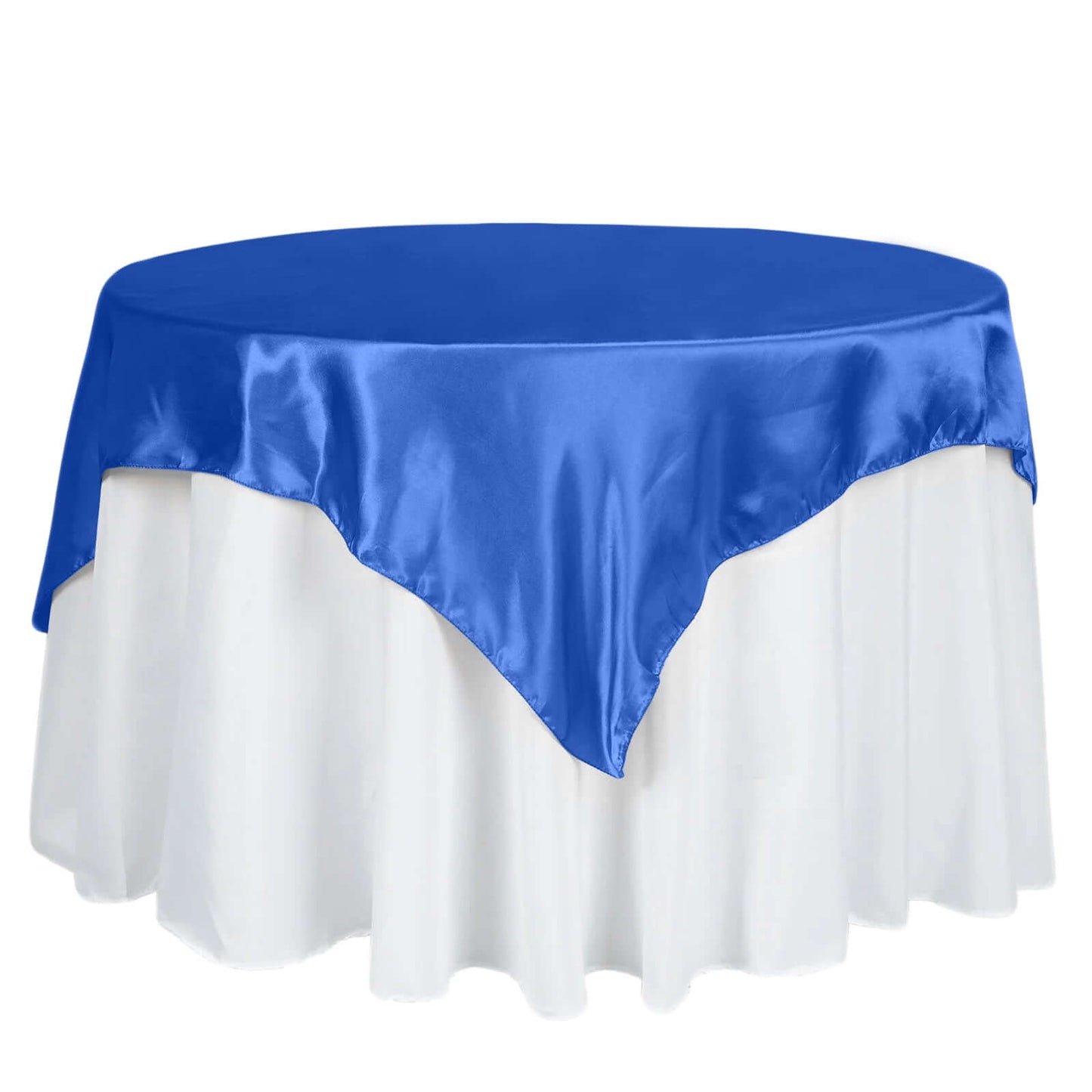 Satin 60"x60" Table Overlay Square Tablecloth Royal Blue - Smooth Silky Touch Table Cover - Linen Luxes
