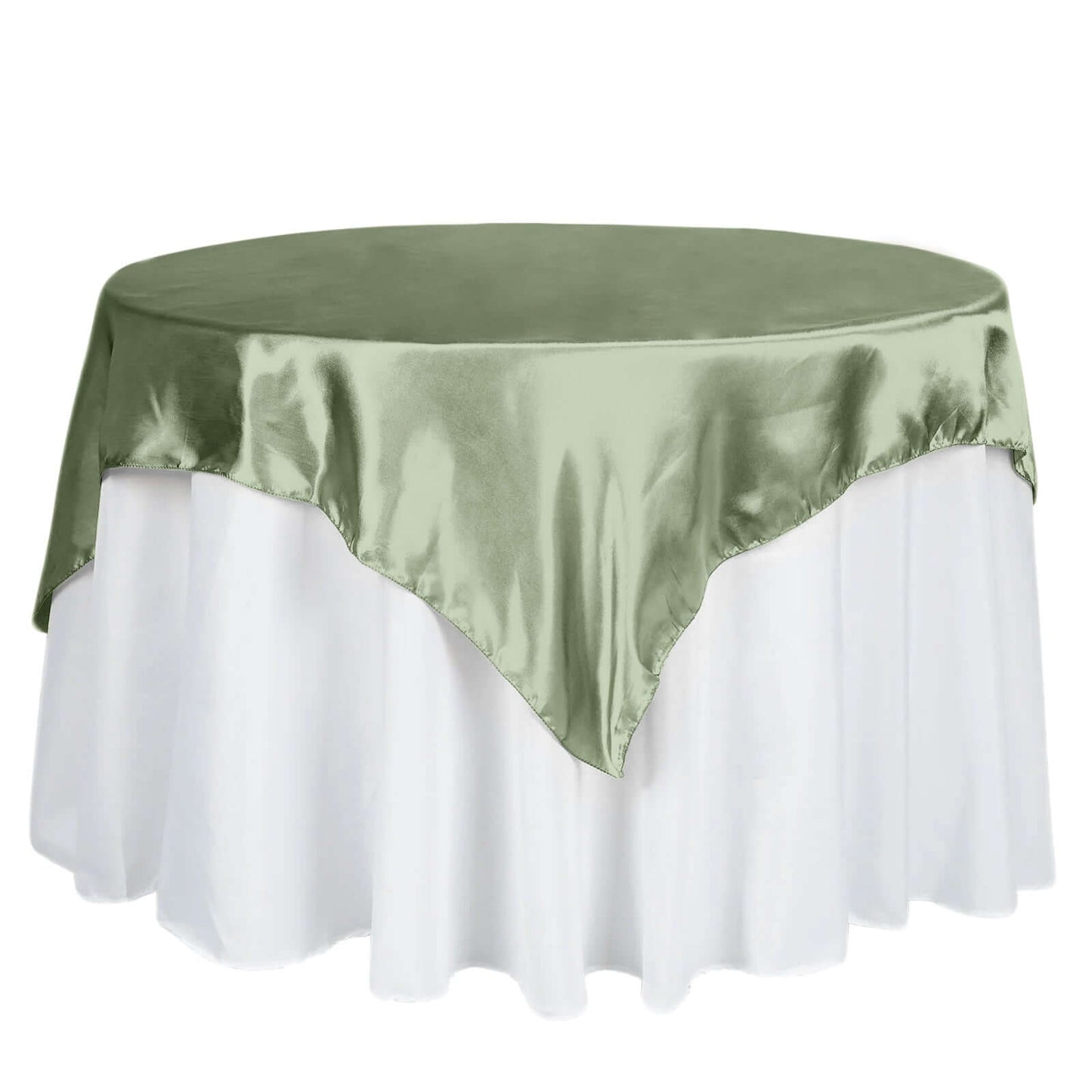 Satin 60"x60" Table Overlay Square Tablecloth Sage Green - Smooth Silky Touch Table Cover