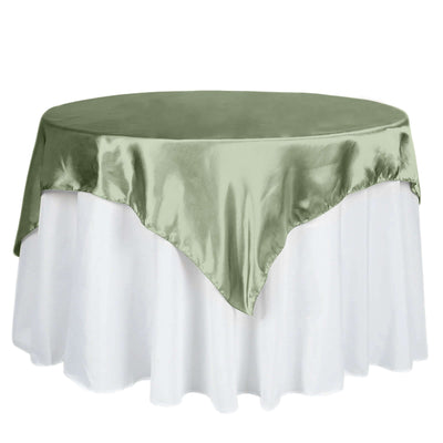 Satin 60"x60" Table Overlay Square Tablecloth Sage Green - Smooth Silky Touch Table Cover