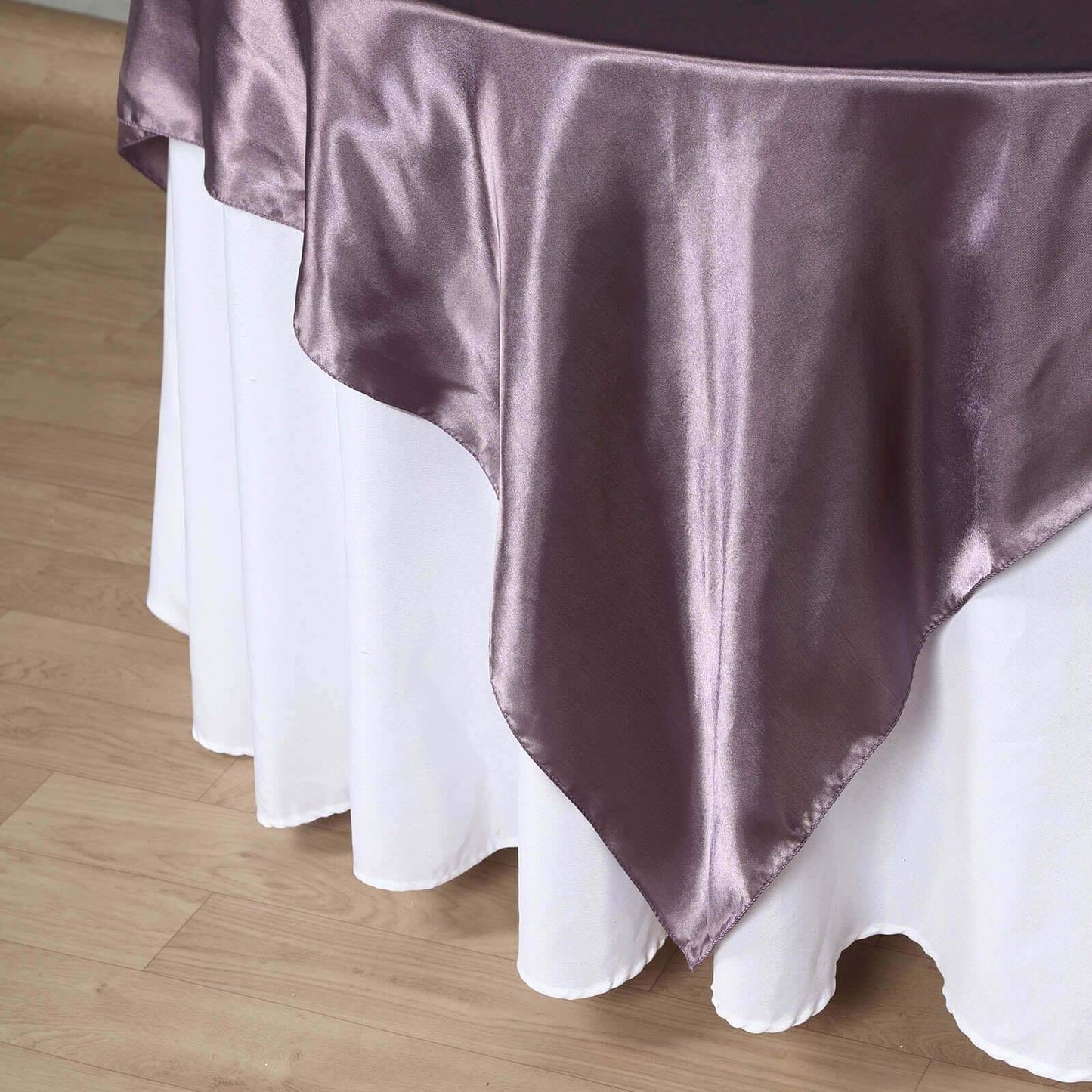 Satin 60"x60" Table Overlay Square Tablecloth Violet Amethyst - Smooth Silky Touch Table Cover - Linen Luxes