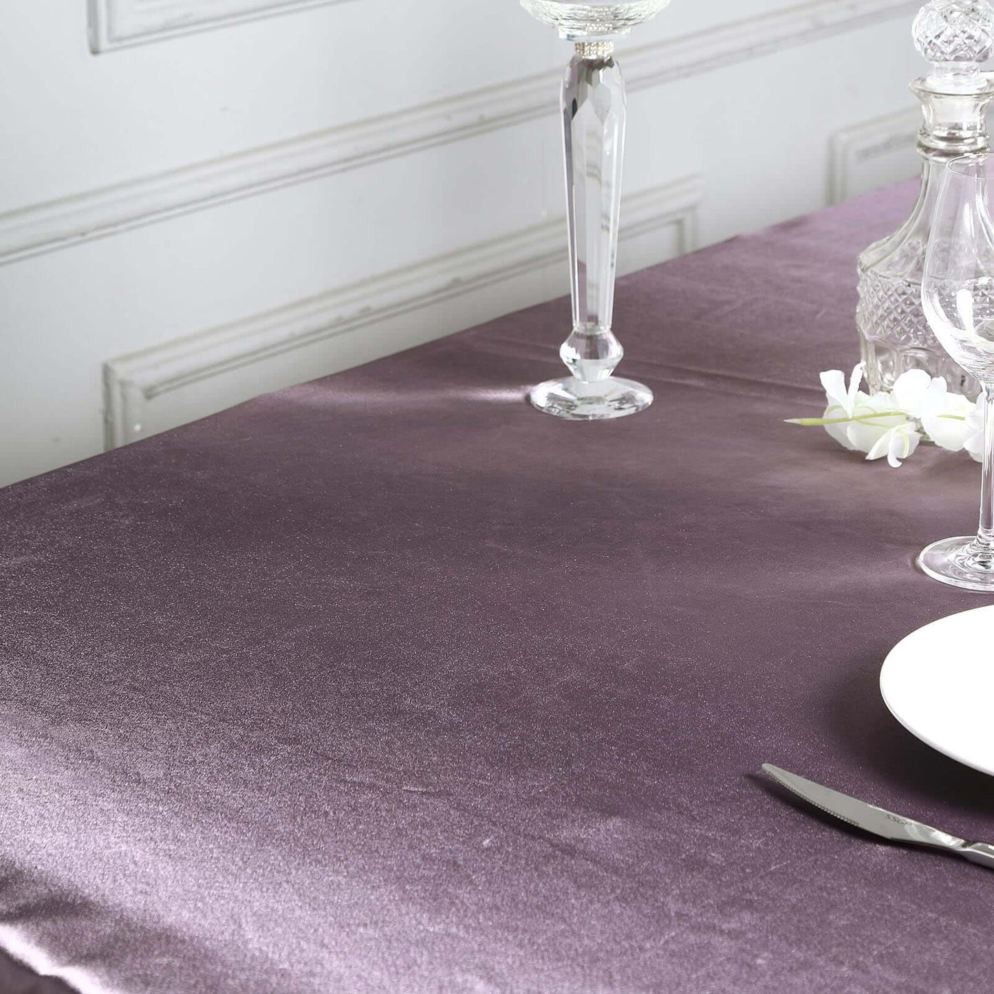 Satin 60"x60" Table Overlay Square Tablecloth Violet Amethyst - Smooth Silky Touch Table Cover - Linen Luxes