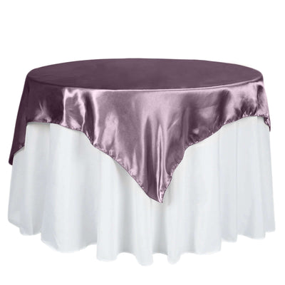 Satin 60"x60" Table Overlay Square Tablecloth Violet Amethyst - Smooth Silky Touch Table Cover - Linen Luxes