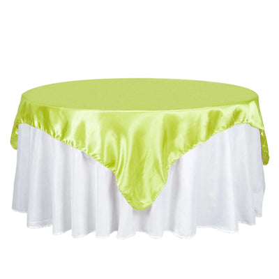 Satin 72"x72" Table Overlay Square Tablecloth Apple Green - Smooth Finish Table Cover - Linen Luxes