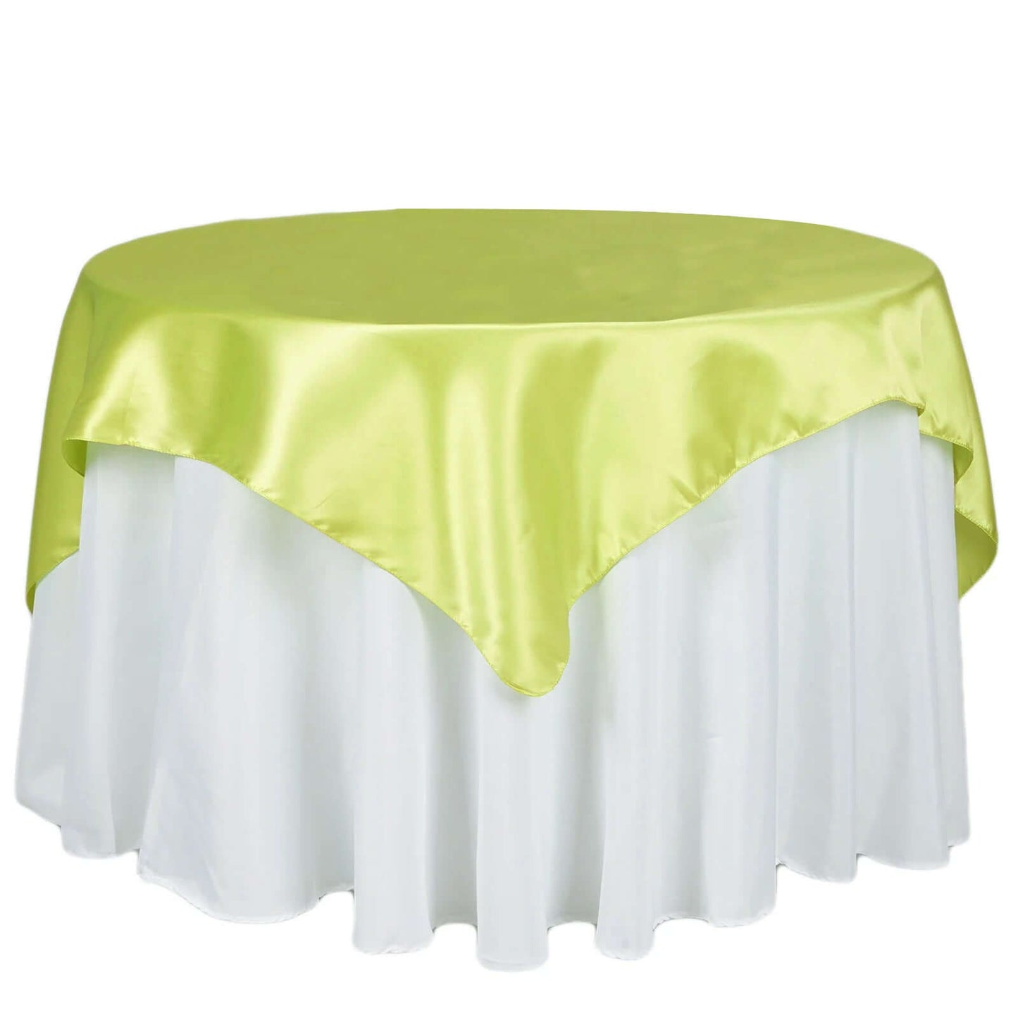 Satin 72"x72" Table Overlay Square Tablecloth Apple Green - Smooth Finish Table Cover - Linen Luxes
