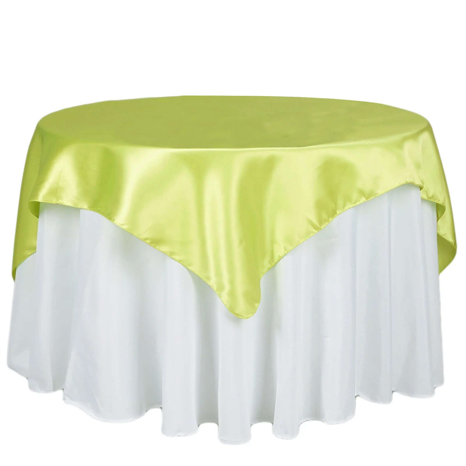 Satin 72"x72" Table Overlay Square Tablecloth Apple Green - Smooth Finish Table Cover - Linen Luxes