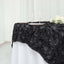 Satin 72"x72" Table Overlay Square Tablecloth Black - 3D Rosette Design for Stylish Occasions - Linen Luxes