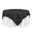 Satin 72"x72" Table Overlay Square Tablecloth Black - 3D Rosette Design for Stylish Occasions - Linen Luxes