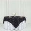 Satin 72"x72" Table Overlay Square Tablecloth Black - 3D Rosette Design for Stylish Occasions - Linen Luxes