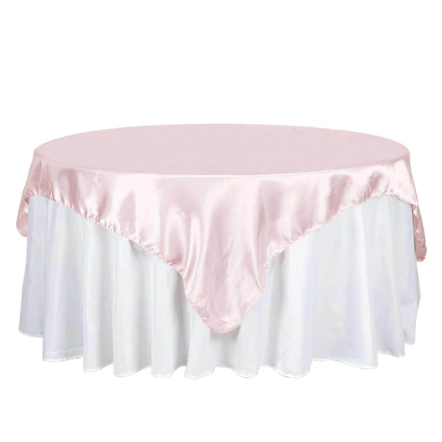 Satin 72"x72" Table Overlay Square Tablecloth Blush - Smooth Finish Table Cover - Linen Luxes