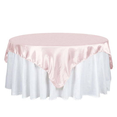Satin 72"x72" Table Overlay Square Tablecloth Blush - Smooth Finish Table Cover - Linen Luxes