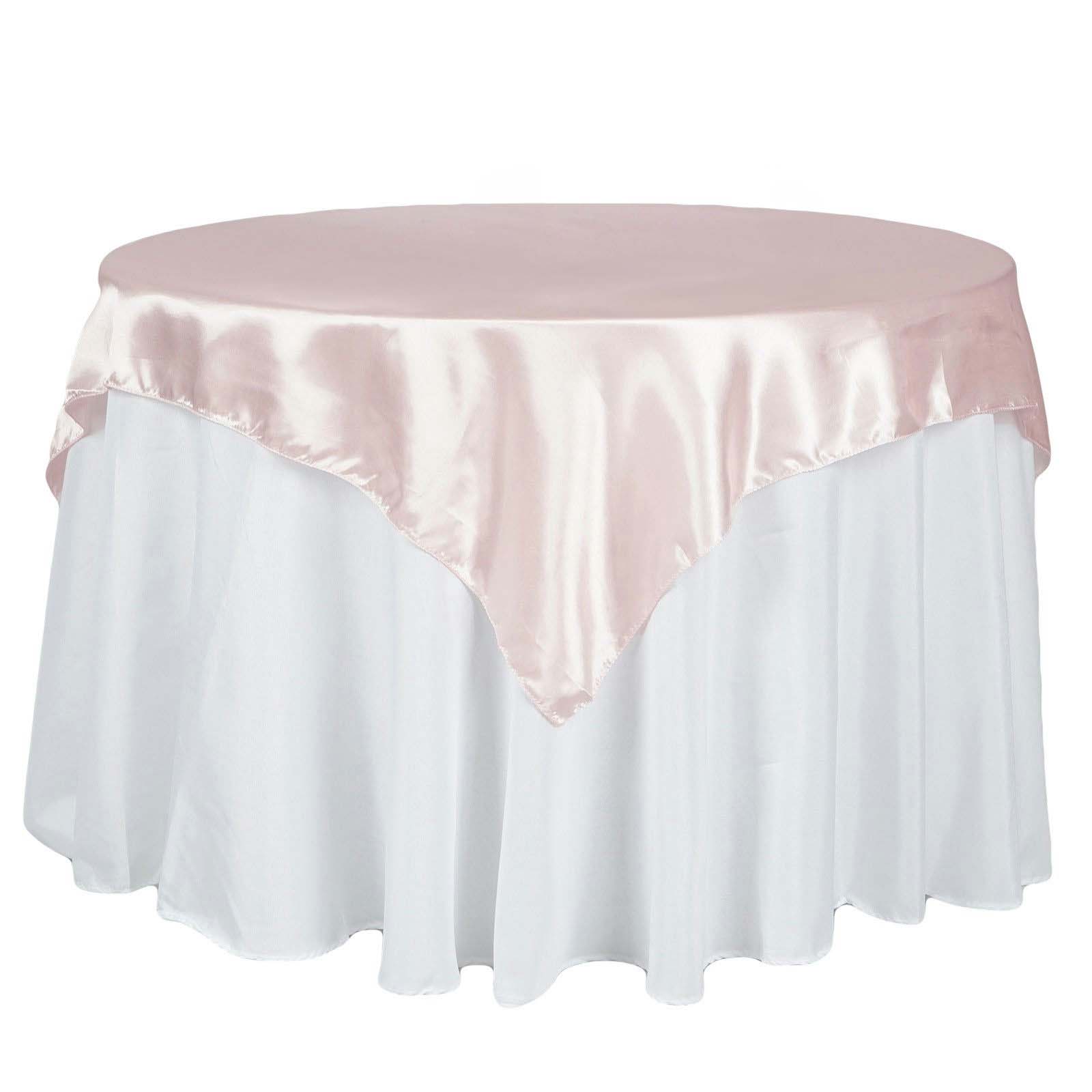Satin 72"x72" Table Overlay Square Tablecloth Blush - Smooth Finish Table Cover - Linen Luxes