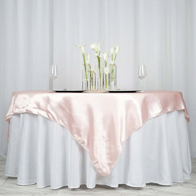 Satin 72"x72" Table Overlay Square Tablecloth Blush - Smooth Finish Table Cover - Linen Luxes