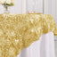 Satin 72"x72" Table Overlay Square Tablecloth Champagne - 3D Rosette Table Cover - Linen Luxes