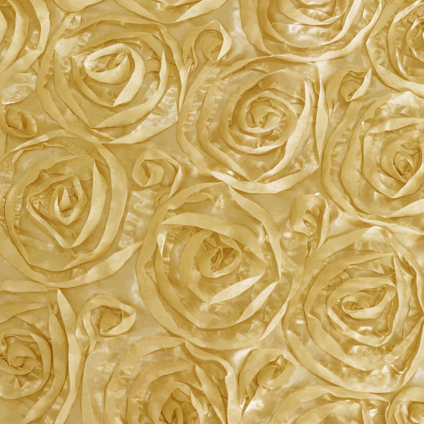 Satin 72"x72" Table Overlay Square Tablecloth Champagne - 3D Rosette Table Cover - Linen Luxes