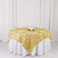 Satin 72"x72" Table Overlay Square Tablecloth Champagne - 3D Rosette Table Cover - Linen Luxes