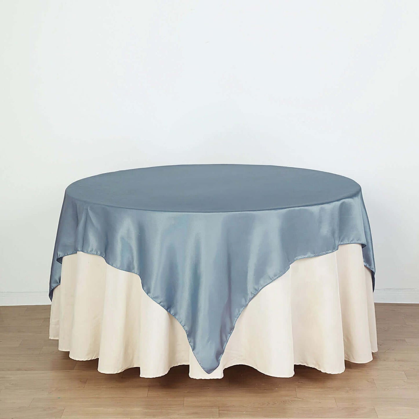 Satin 72"x72" Table Overlay Square Tablecloth Dusty Blue - Smooth Finish Table Cover - Linen Luxes