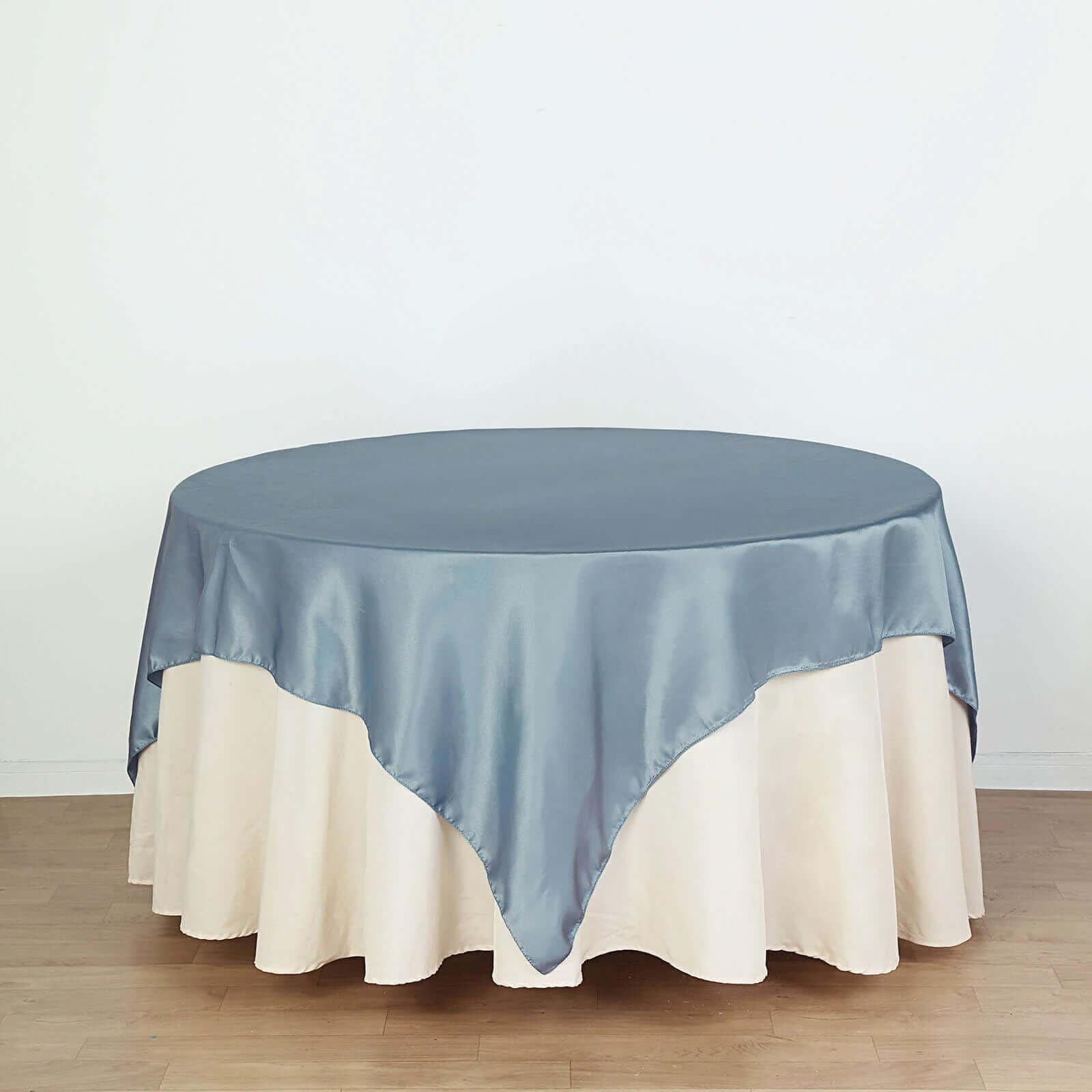 Satin 72"x72" Table Overlay Square Tablecloth Dusty Blue - Smooth Finish Table Cover - Linen Luxes