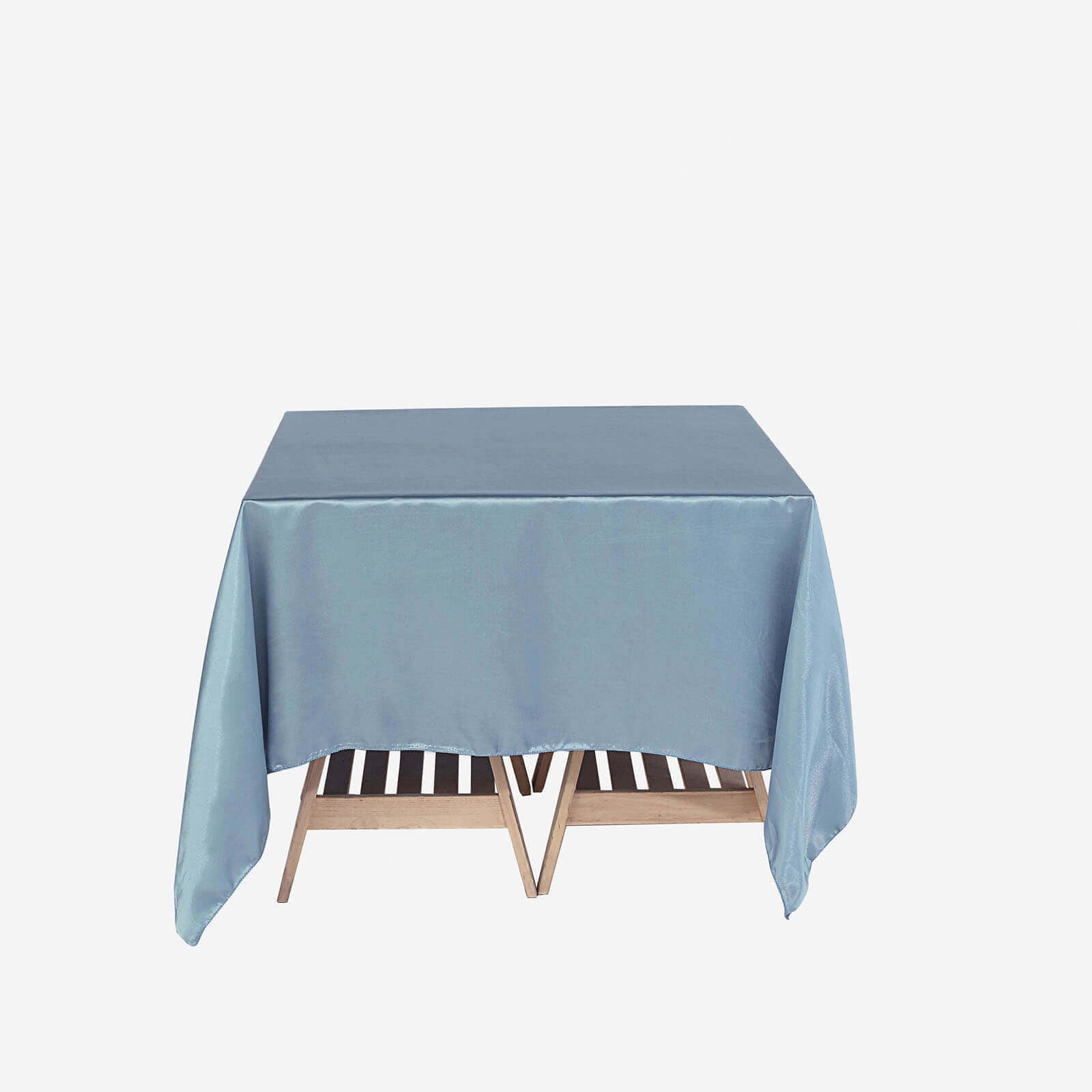 Satin 72"x72" Table Overlay Square Tablecloth Dusty Blue - Smooth Finish Table Cover - Linen Luxes
