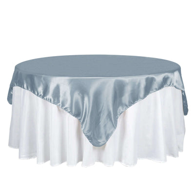 Satin 72"x72" Table Overlay Square Tablecloth Dusty Blue - Smooth Finish Table Cover - Linen Luxes