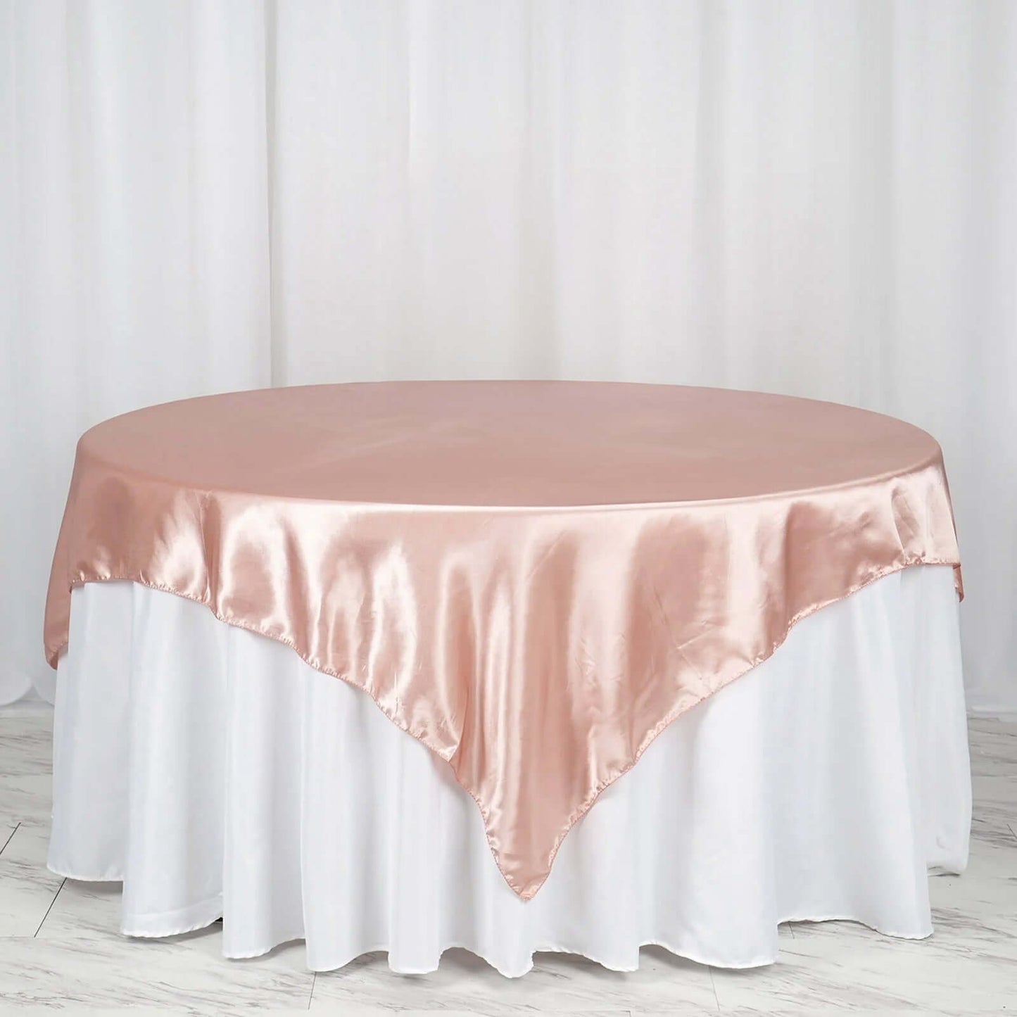 Satin 72"x72" Table Overlay Square Tablecloth Dusty Rose - Smooth Finish Table Cover - Linen Luxes