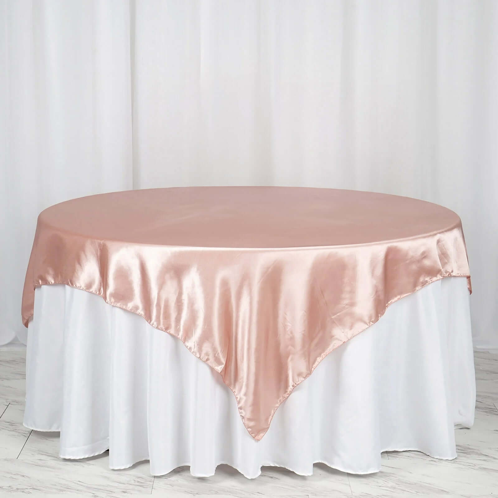 Satin 72"x72" Table Overlay Square Tablecloth Dusty Rose - Smooth Finish Table Cover - Linen Luxes