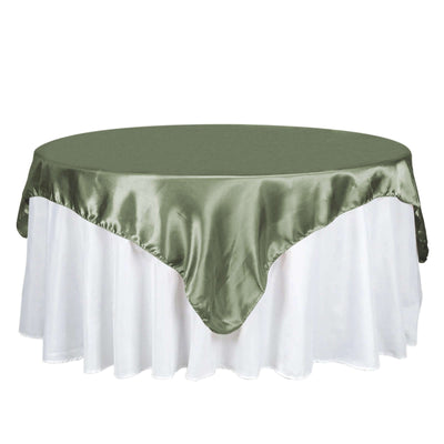 Satin 72"x72" Table Overlay Square Tablecloth Dusty Sage Green - Smooth Finish Table Cover