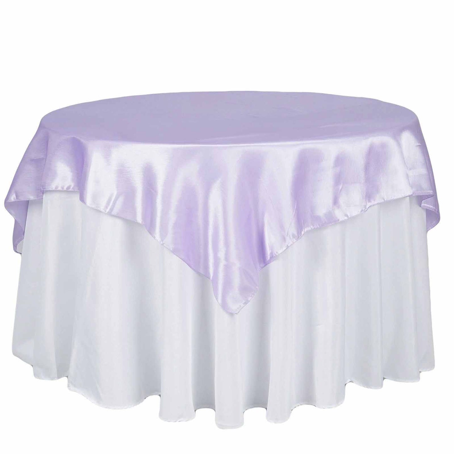 Satin 72"x72" Table Overlay Square Tablecloth Lavender Lilac - Smooth Finish Table Cover - Linen Luxes