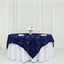 Satin 72"x72" Table Overlay Square Tablecloth Navy Blue - 3D Rosette Table Cover - Linen Luxes
