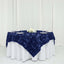 Satin 72"x72" Table Overlay Square Tablecloth Navy Blue - 3D Rosette Table Cover - Linen Luxes