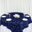 Satin 72"x72" Table Overlay Square Tablecloth Navy Blue - 3D Rosette Table Cover - Linen Luxes