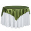 Satin 72"x72" Table Overlay Square Tablecloth Olive Green - Smooth Finish Table Cover - Linen Luxes