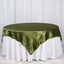 Satin 72"x72" Table Overlay Square Tablecloth Olive Green - Smooth Finish Table Cover - Linen Luxes