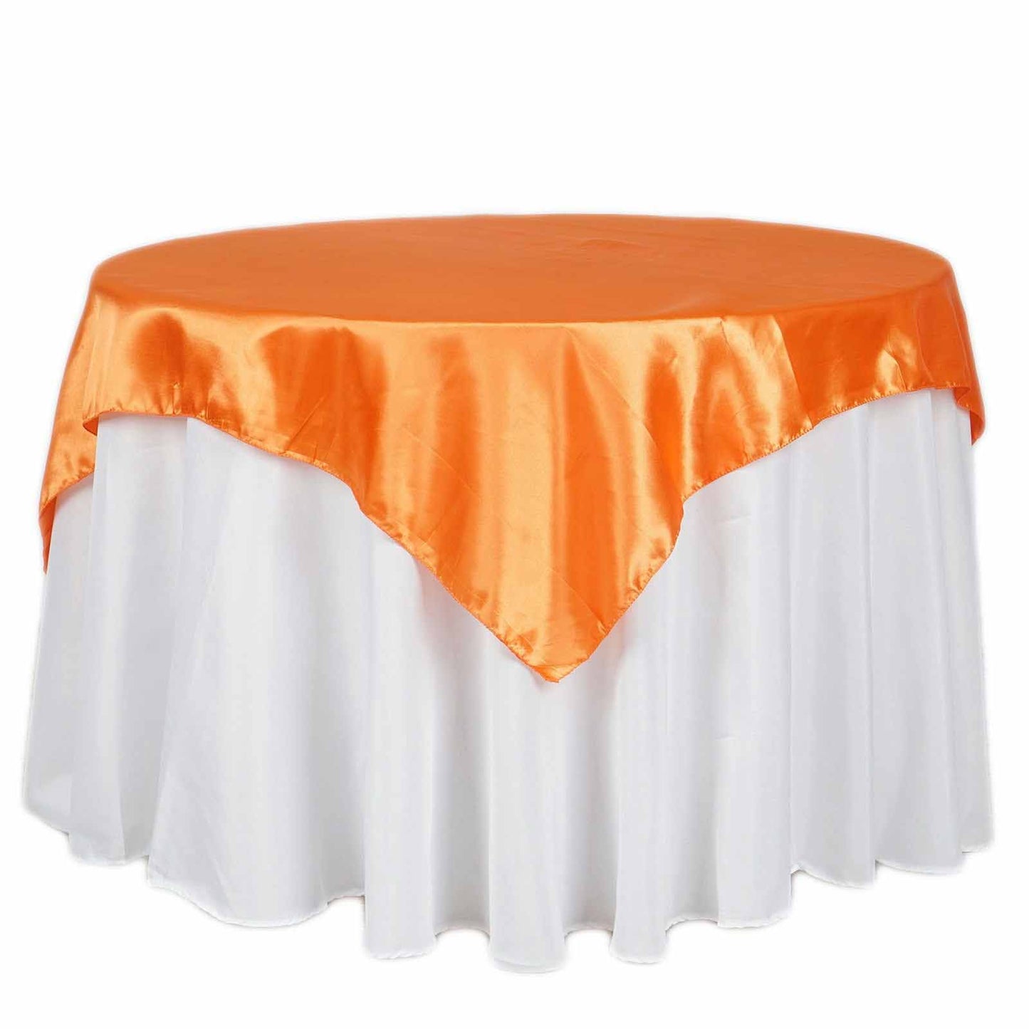 Satin 72"x72" Table Overlay Square Tablecloth Orange - Smooth Finish Table Cover - Linen Luxes