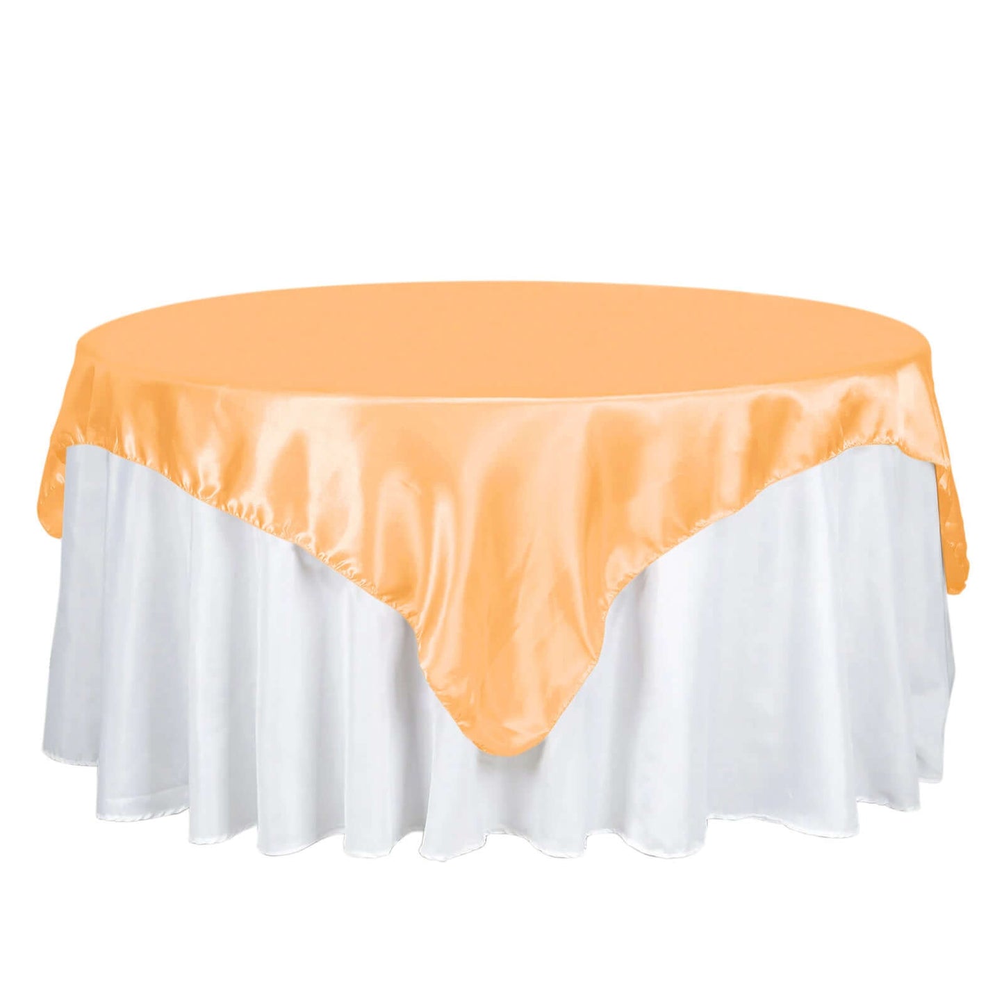 Satin 72"x72" Table Overlay Square Tablecloth Peach - Smooth Finish Table Cover - Linen Luxes