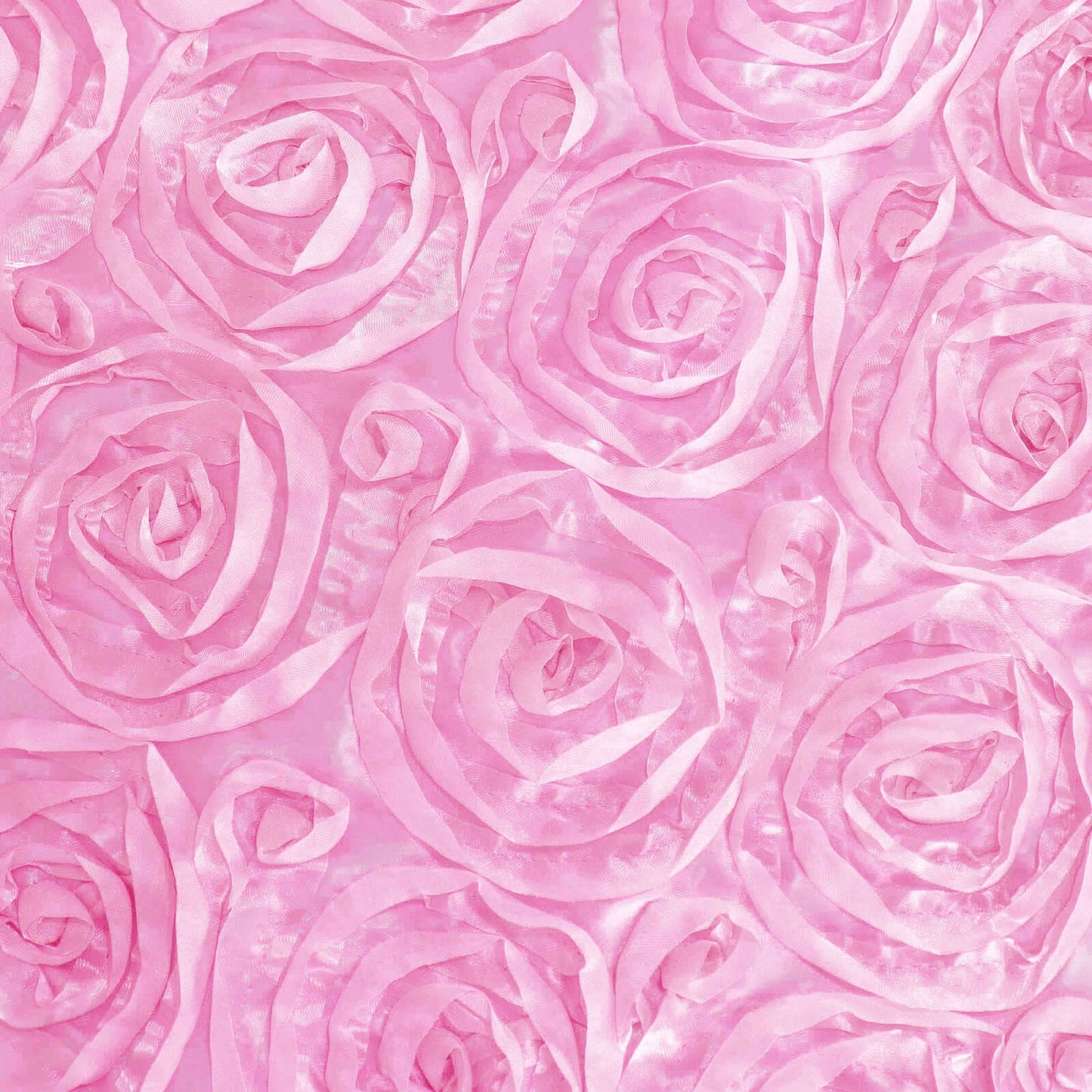 Satin 72"x72" Table Overlay Square Tablecloth Pink - 3D Rosette Table Cover - Linen Luxes