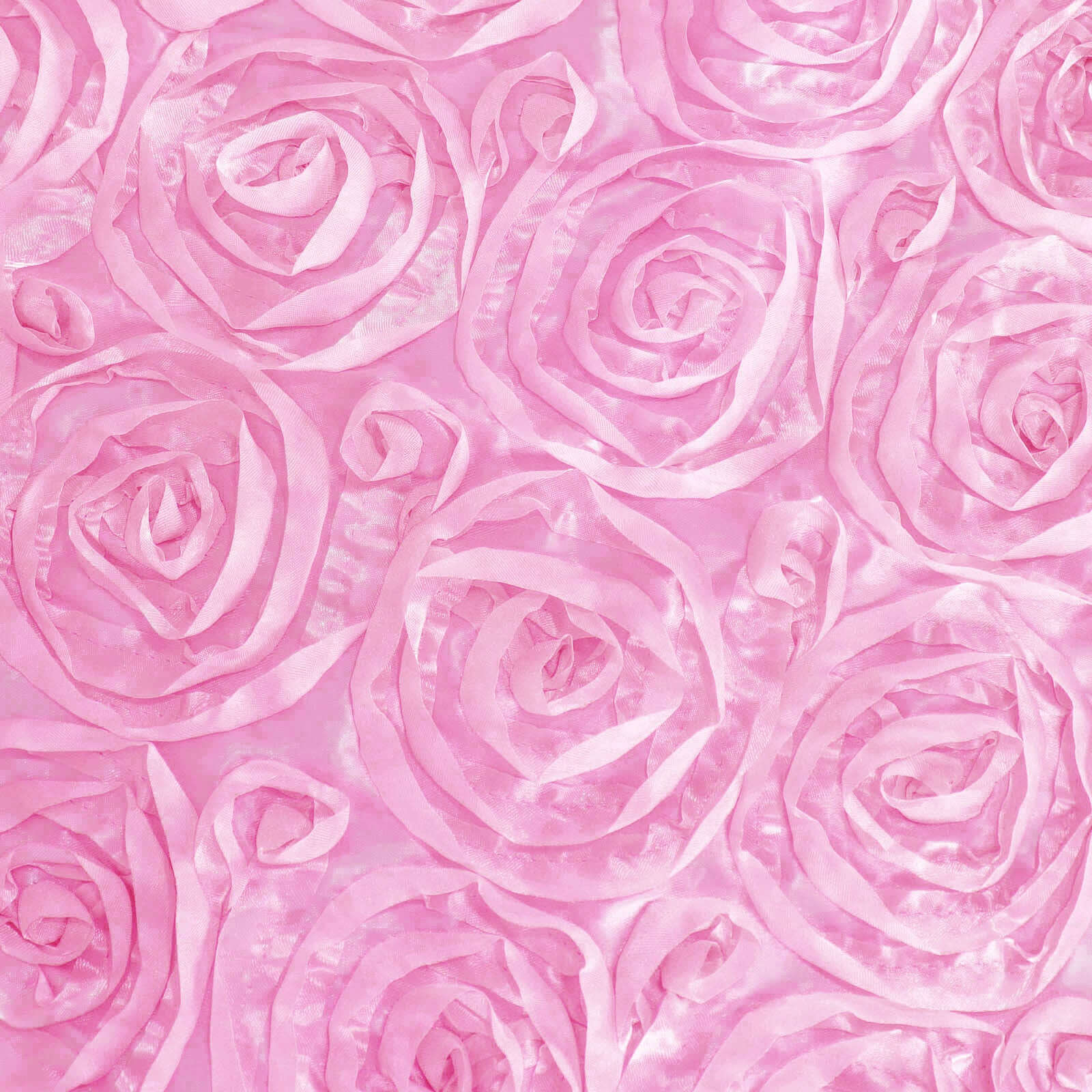 Satin 72"x72" Table Overlay Square Tablecloth Pink - 3D Rosette Table Cover - Linen Luxes