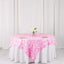 Satin 72"x72" Table Overlay Square Tablecloth Pink - 3D Rosette Table Cover - Linen Luxes