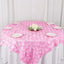 Satin 72"x72" Table Overlay Square Tablecloth Pink - 3D Rosette Table Cover - Linen Luxes