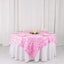 Satin 72"x72" Table Overlay Square Tablecloth Pink - 3D Rosette Table Cover - Linen Luxes