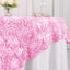 Satin 72"x72" Table Overlay Square Tablecloth Pink - 3D Rosette Table Cover - Linen Luxes