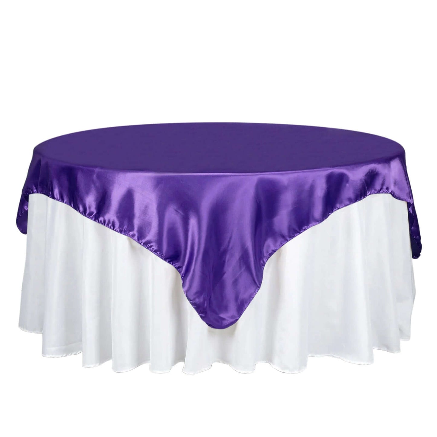 Satin 72"x72" Table Overlay Square Tablecloth Purple - Smooth Finish Table Cover - Linen Luxes