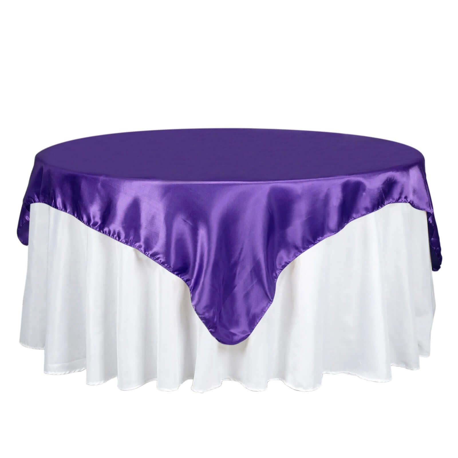Satin 72"x72" Table Overlay Square Tablecloth Purple - Smooth Finish Table Cover - Linen Luxes