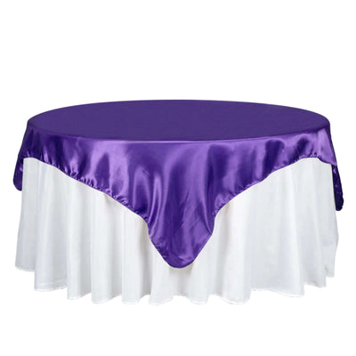 Satin 72"x72" Table Overlay Square Tablecloth Purple - Smooth Finish Table Cover - Linen Luxes