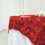 Satin 72"x72" Table Overlay Square Tablecloth Red - 3D Rosette Table Cover - Linen Luxes