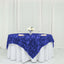 Satin 72"x72" Table Overlay Square Tablecloth Royal Blue - 3D Rosette Table Cover - Linen Luxes