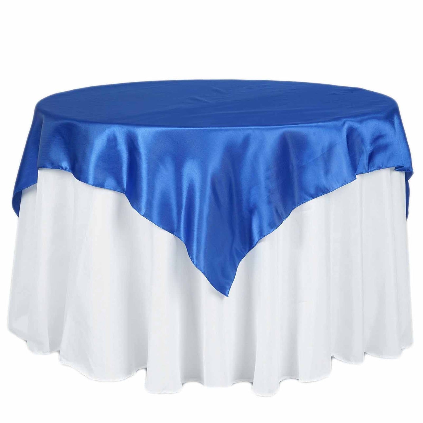 Satin 72"x72" Table Overlay Square Tablecloth Royal Blue - Smooth Finish Table Cover - Linen Luxes