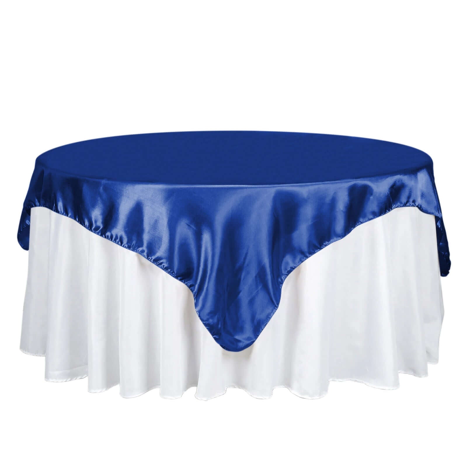 Satin 72"x72" Table Overlay Square Tablecloth Royal Blue - Smooth Finish Table Cover - Linen Luxes