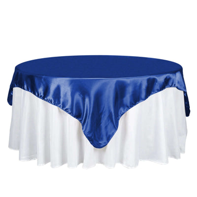 Satin 72"x72" Table Overlay Square Tablecloth Royal Blue - Smooth Finish Table Cover - Linen Luxes